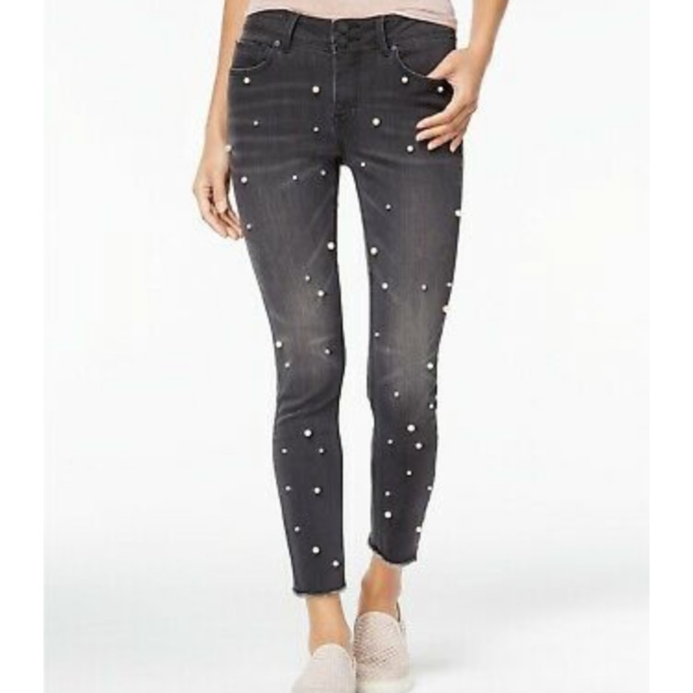 NWT indigo rein pearl embellished skinny jeans